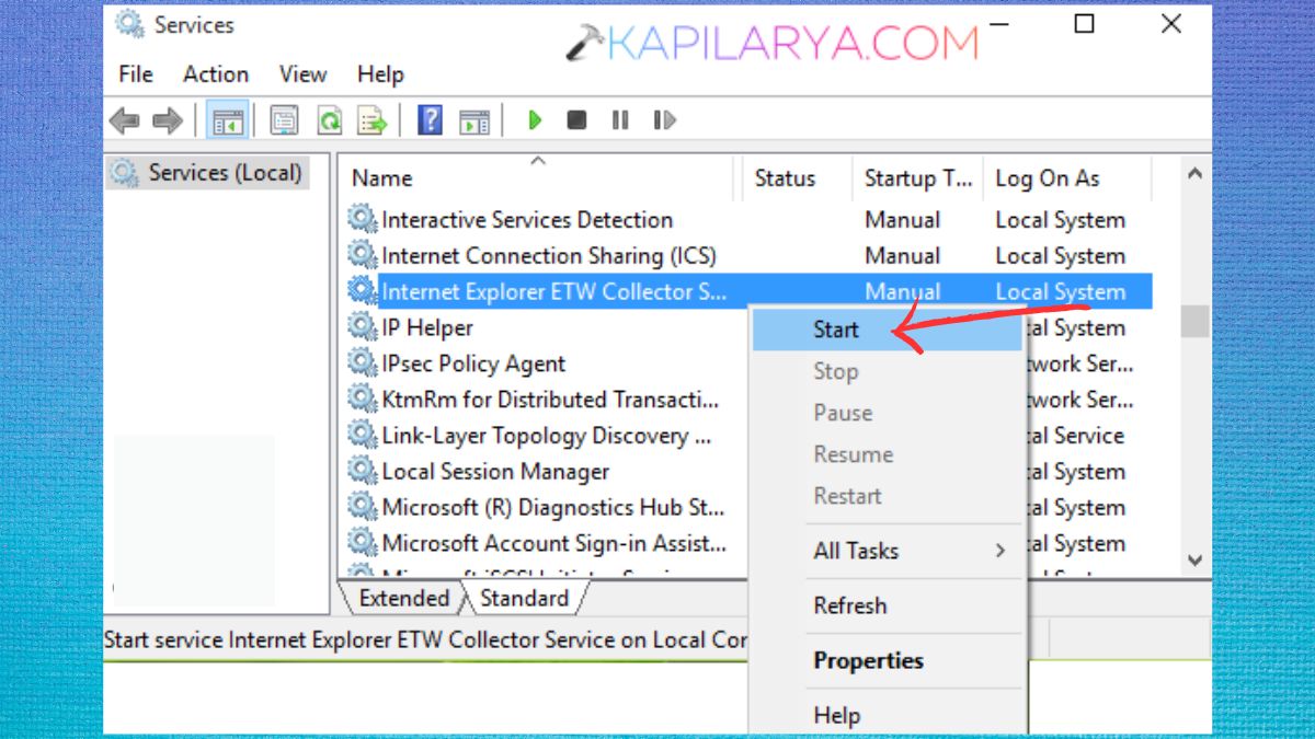 Start Internet Explorer ETW Collector Service fix Class Not Registered in Windows 11