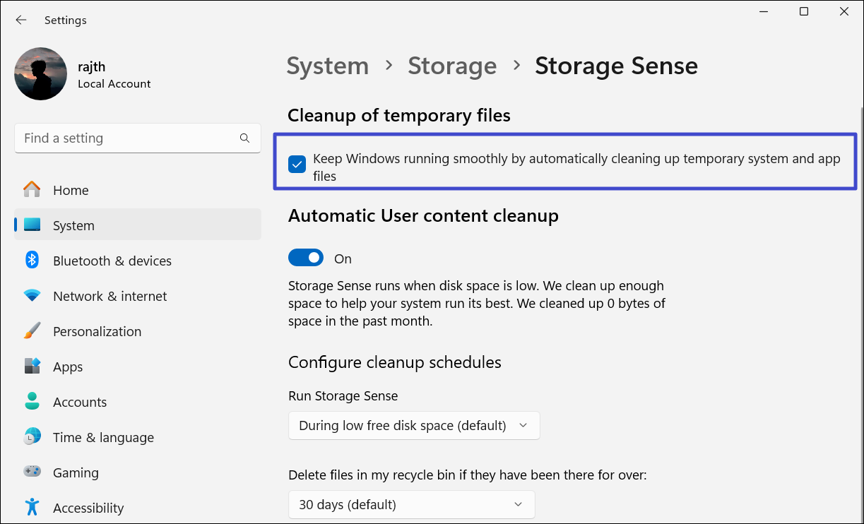 How to use Storage Sense in Windows 11