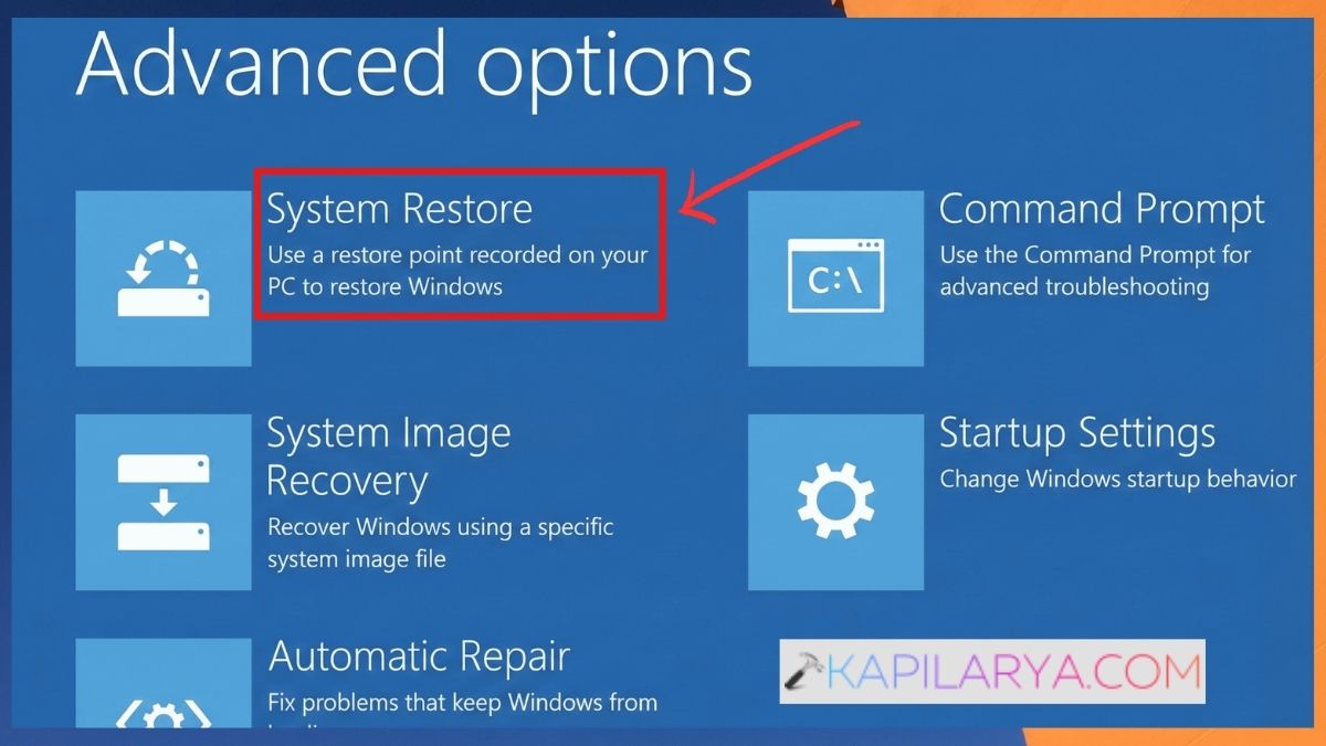 System Restore in WinRE