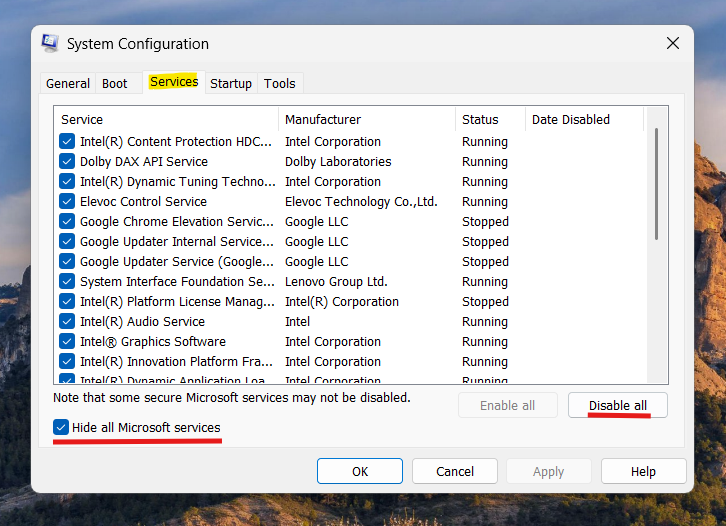 System configuration