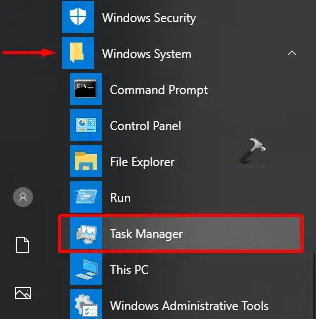Opening Task Manager
