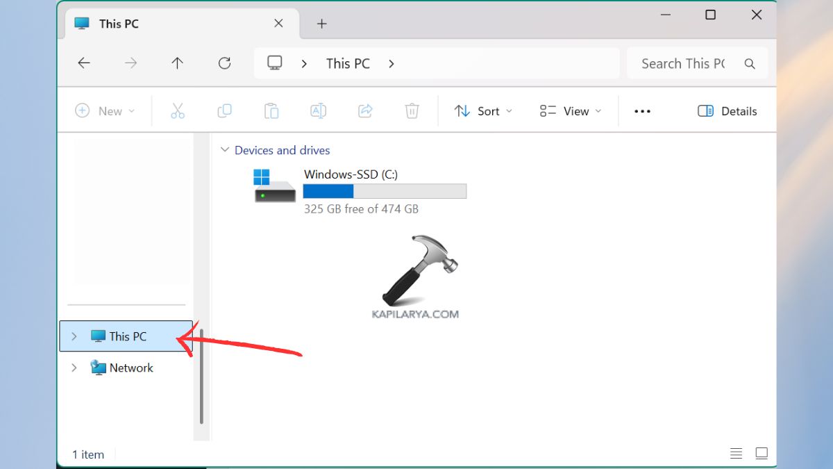 This PC folder in File Explorer
