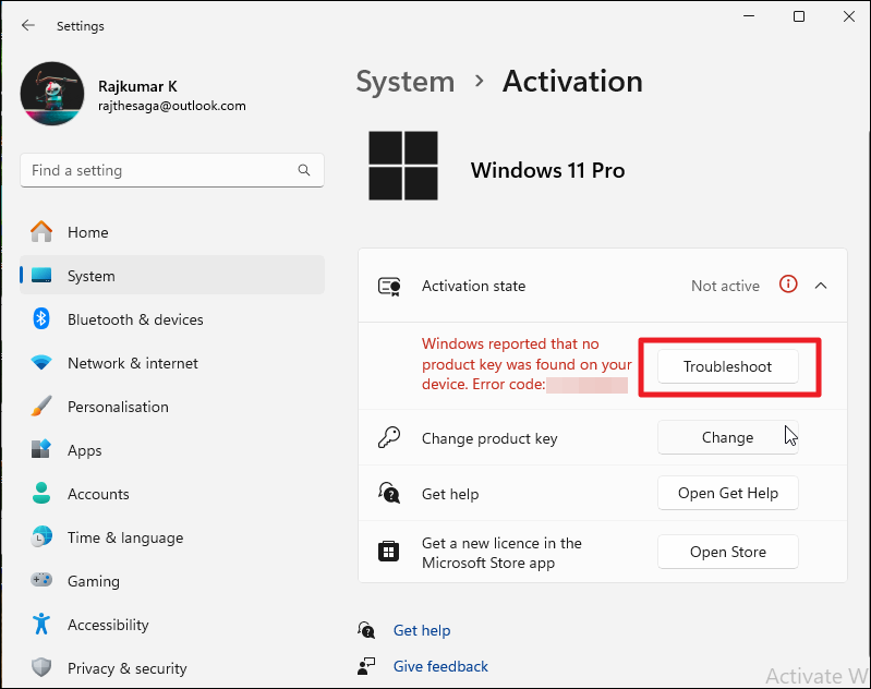 Select Troubleshoot