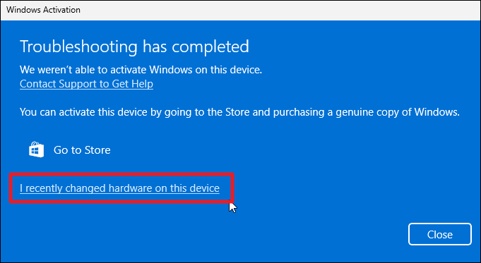 Select 'I recently changed the device'.