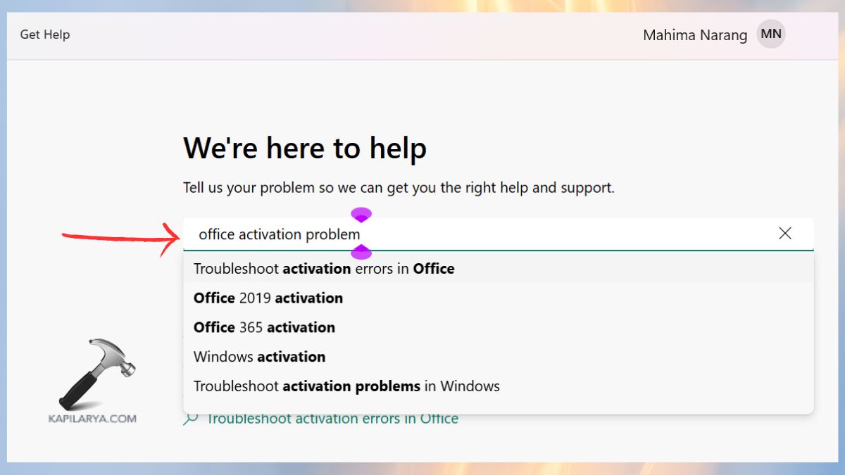 Troubleshoot office activation in Get Help