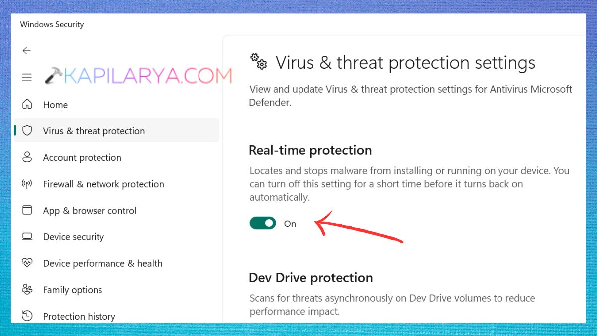 Turn On Real-time protection Fix Endpoint Protection Service High CPU in Windows 11