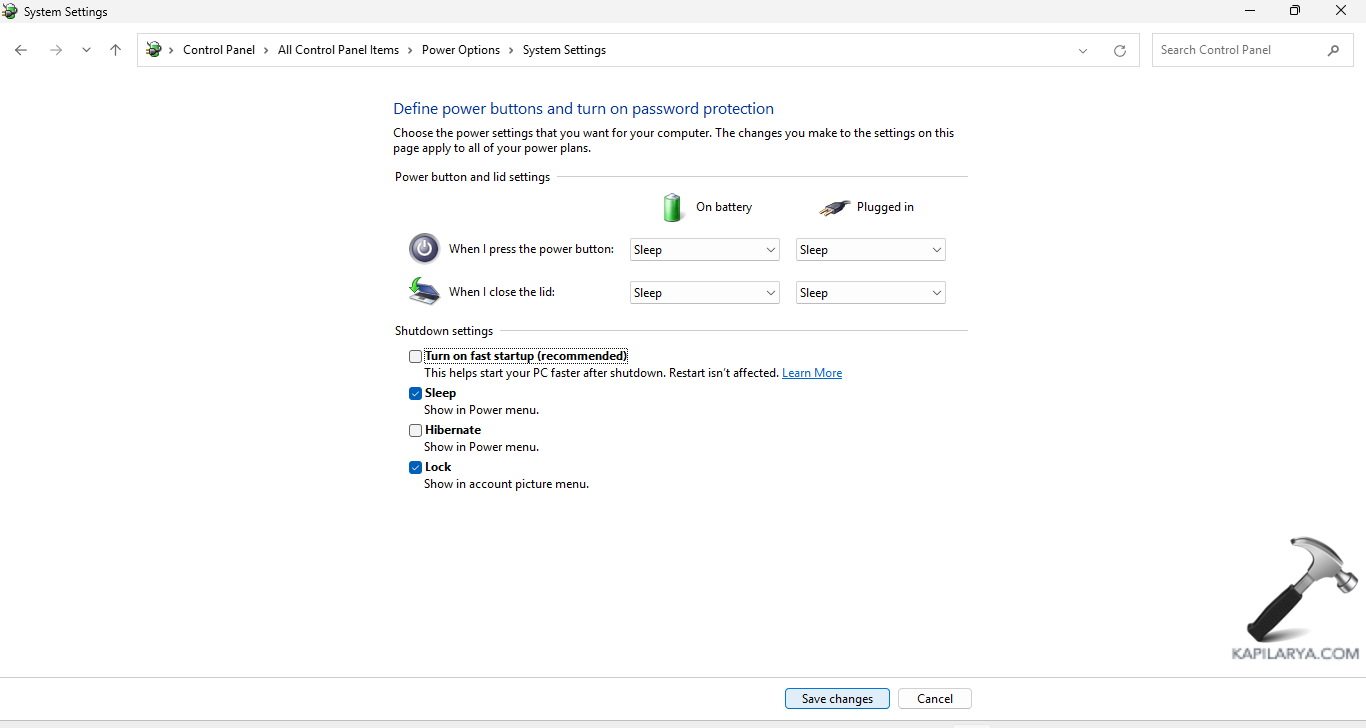 Disabling Fast Startup for fixing Windows 11 keeps shutting down