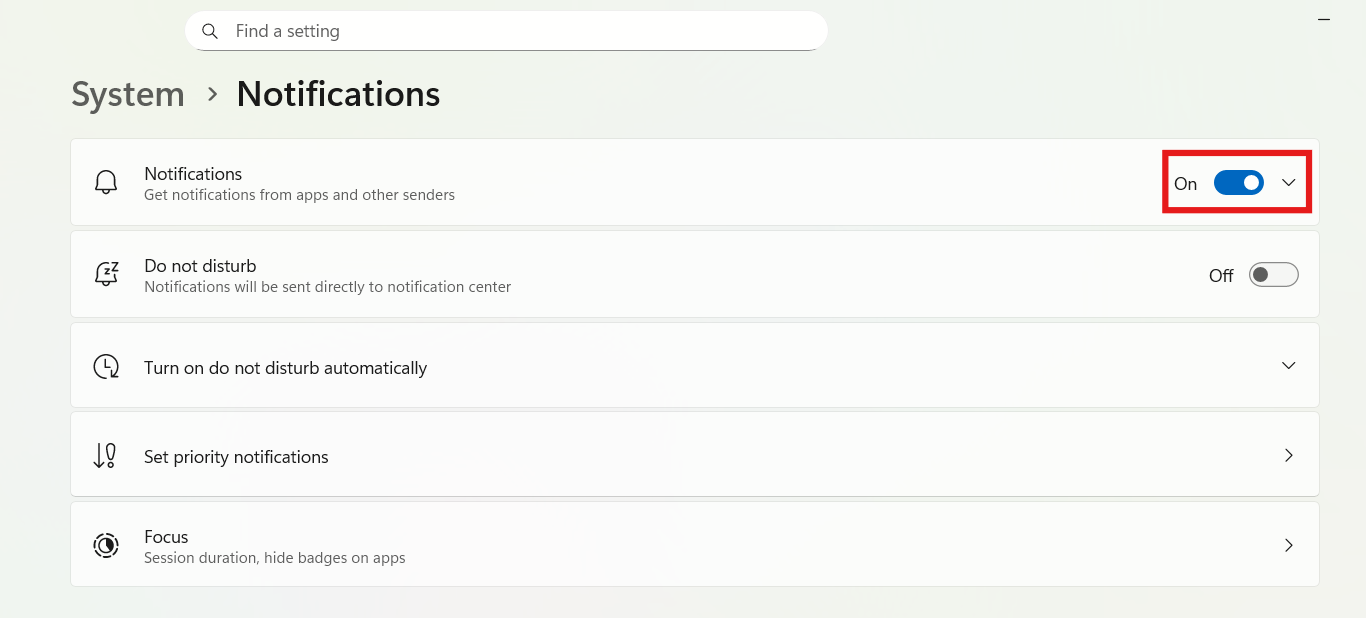 Turn on notifications settings