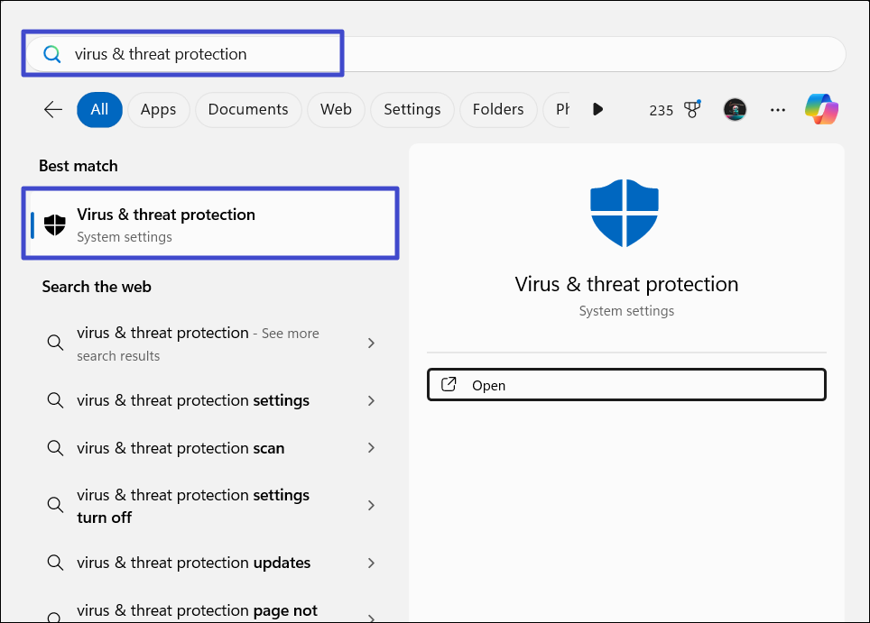 Virus & threat protection
