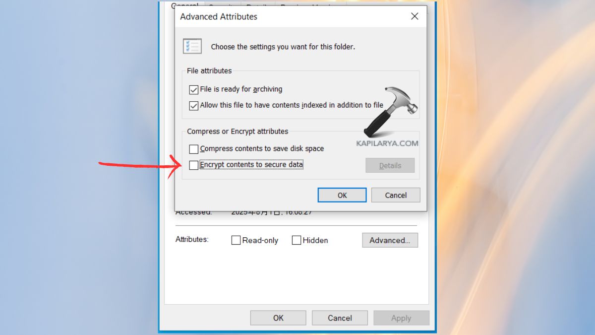 Uncheck option Encrypt contents to secure data installer file
