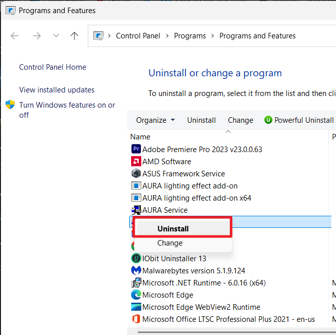 Uninstall Problematic Software