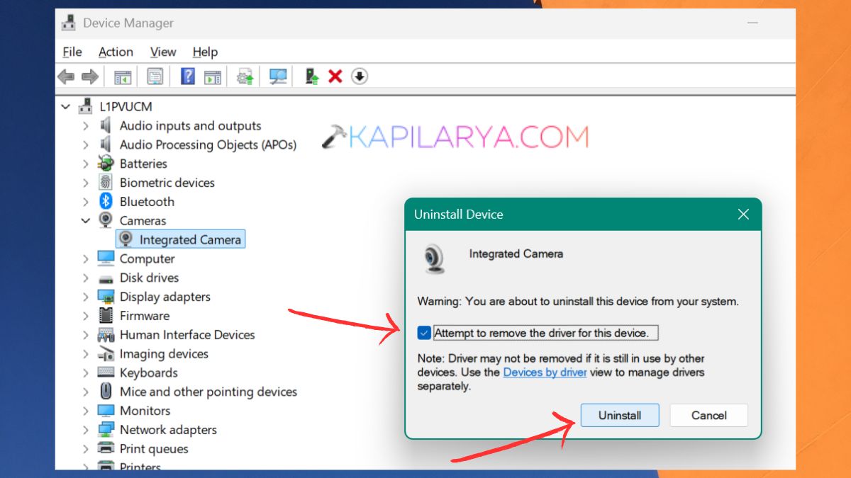Uninstall integrated camera