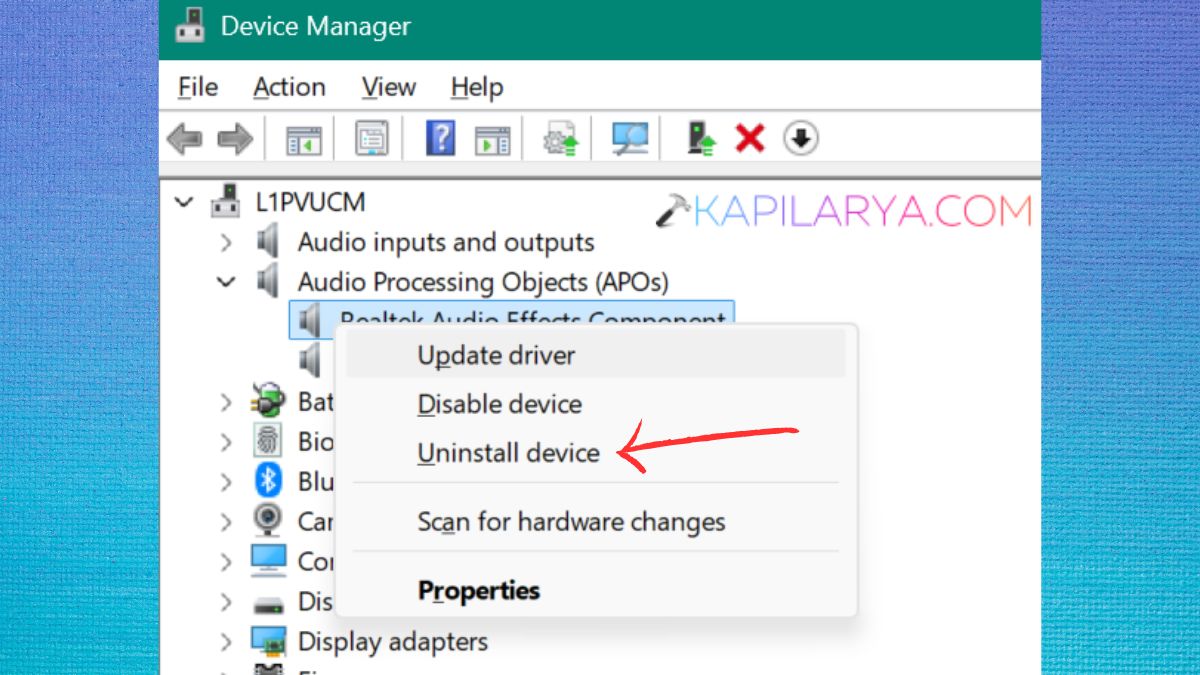 Uninstall problematic device driver