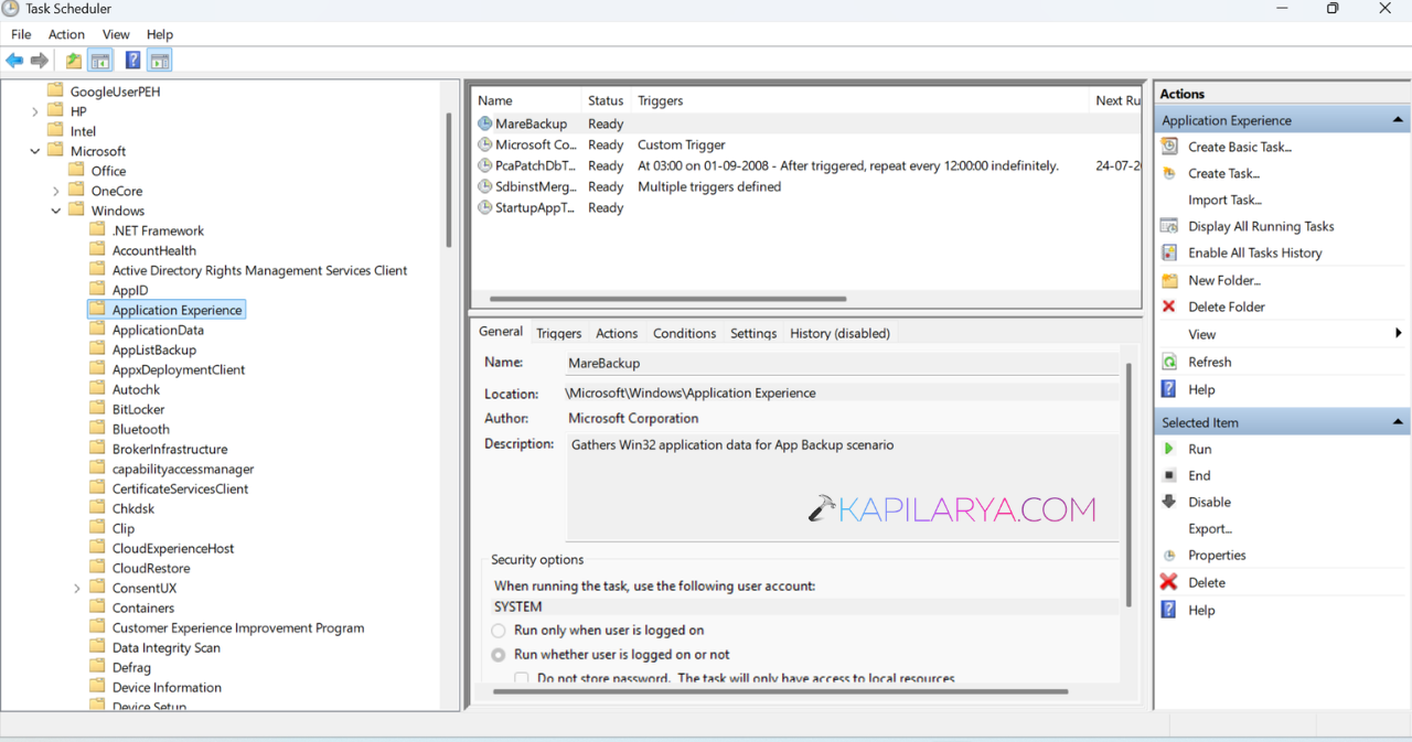 Go to Task Scheduler Library > Microsoft > Windows > Application Experience