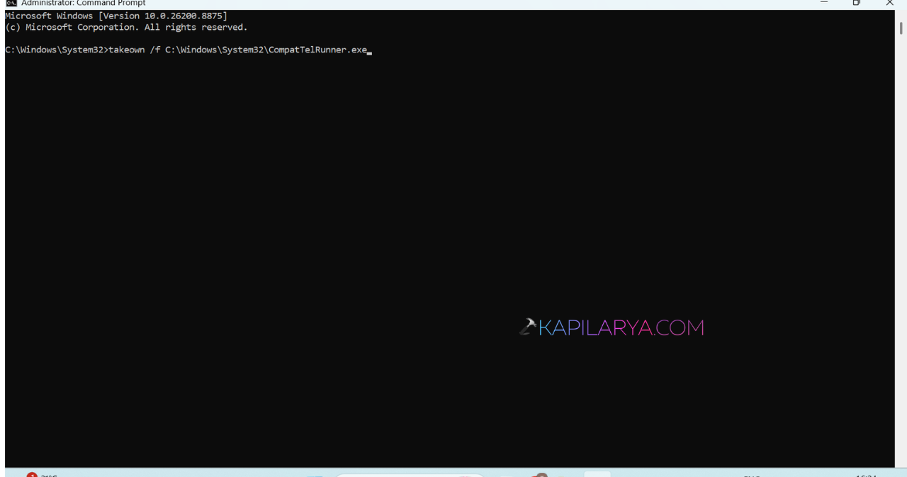takeown /f C:\Windows\System32\CompatTelRunner.exe