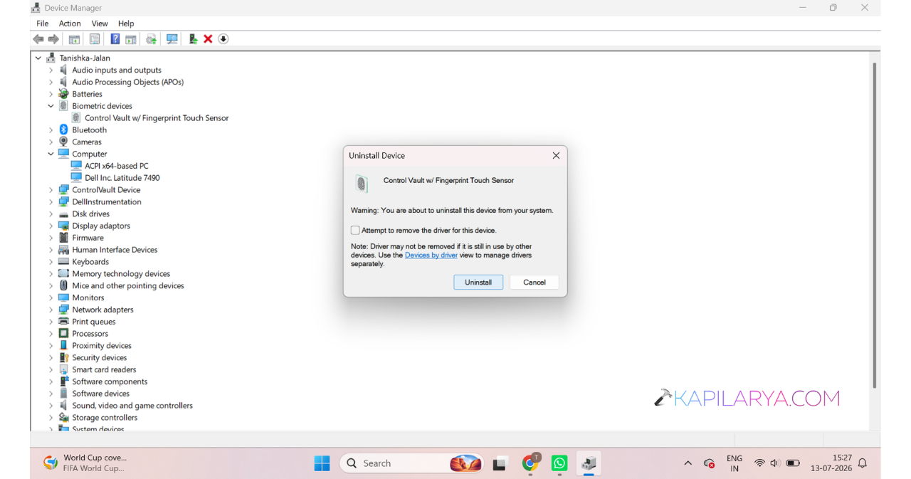 Confirm the removal To Fix This Device Cannot Find Enough Free Resources Error