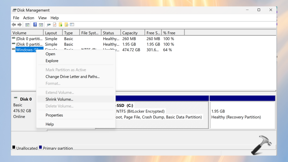 Reduce the System Partition Volume
