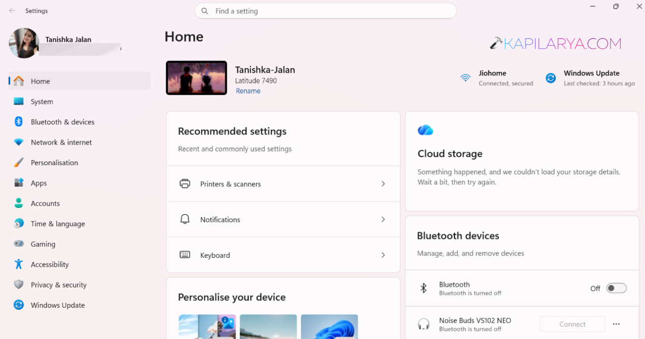 Open Settings