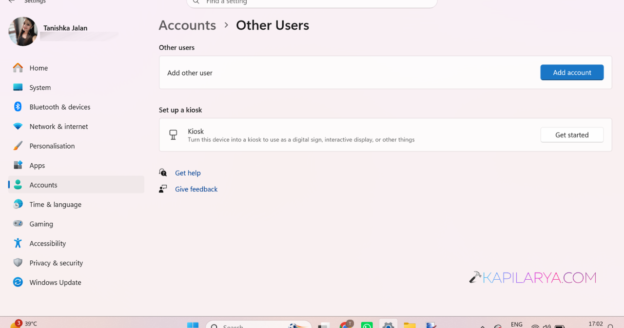 Click Add account
