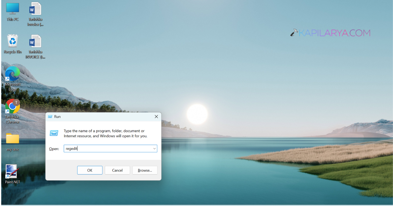 Press Win + R, type regedit, and press Enter to Change Drive Icon