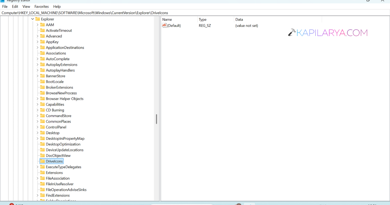 HKEY_LOCAL_MACHINE\SOFTWARE\Microsoft\Windows\CurrentVersion\Explorer\DriveIcons