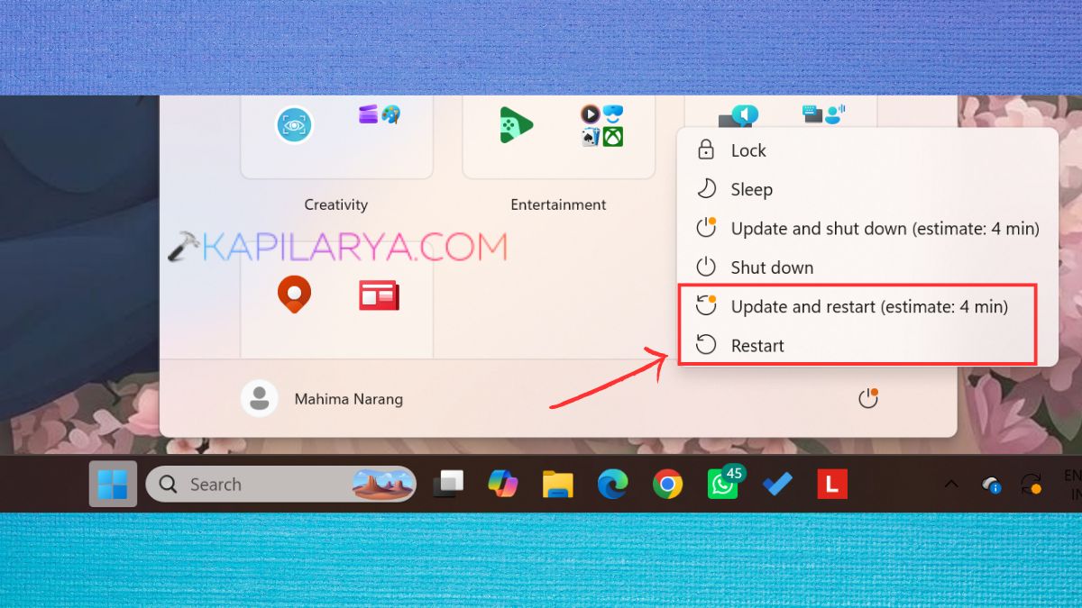 Update and restart Fix Endpoint Protection Service High CPU in Windows 11