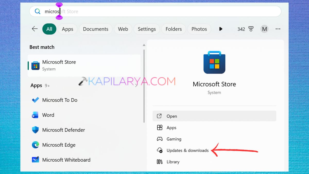 Updates & downloads in Microsoft Store