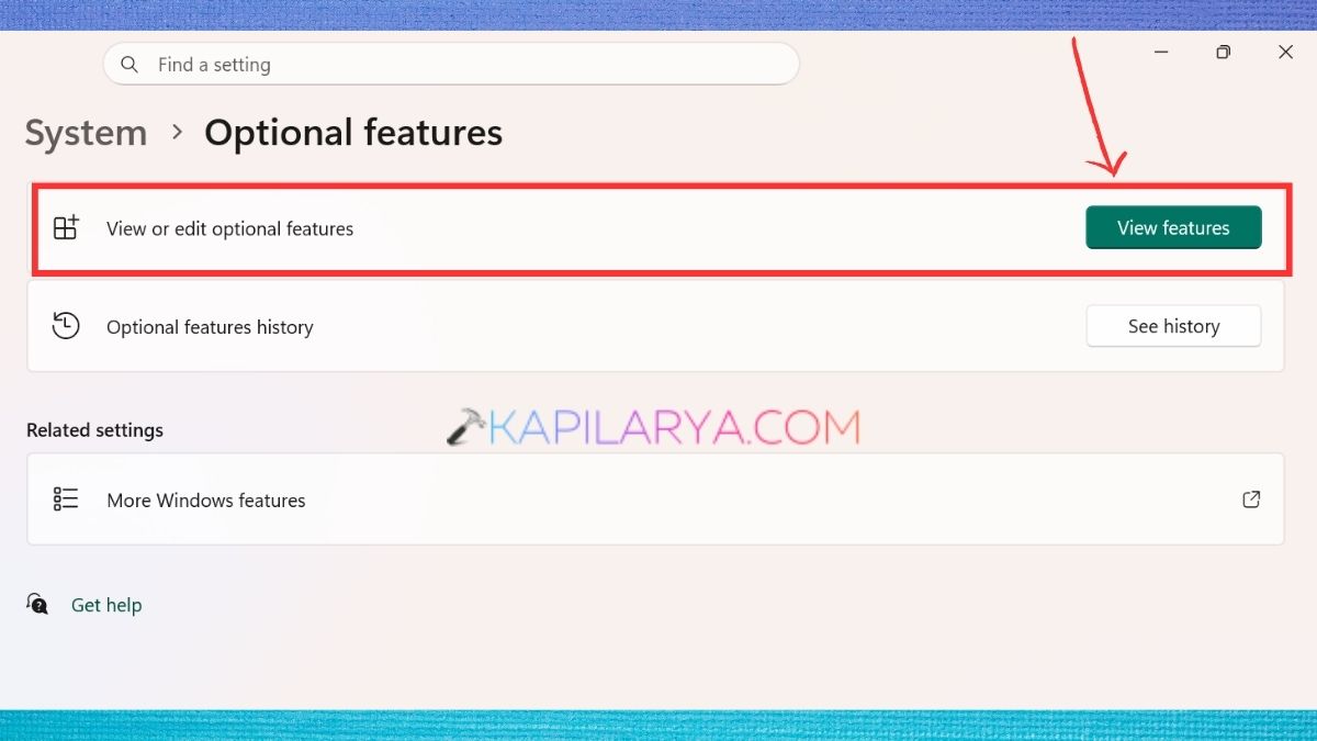 View or edit optional features