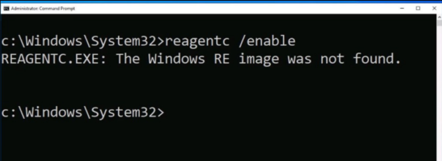 The Windows RE Image was not found on Windows 11