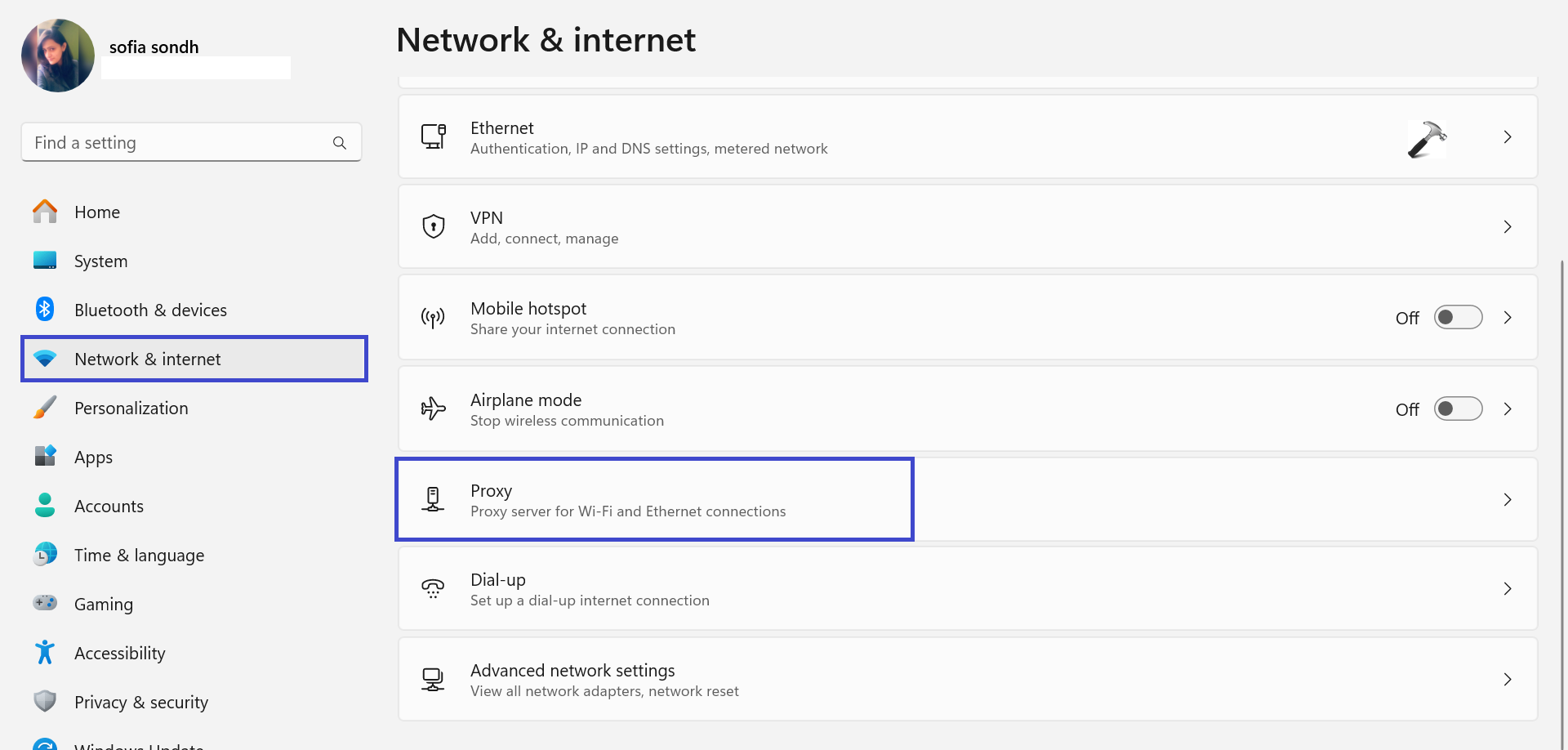 DHCP is not enabled for Wi-Fi in Windows 11 - disable proxy