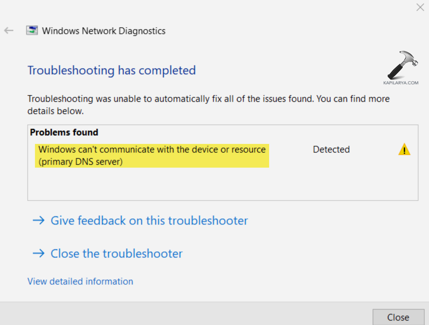 Fix Windows can't communicate with the device or resource