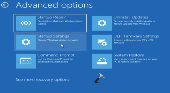 Selecting startup repair