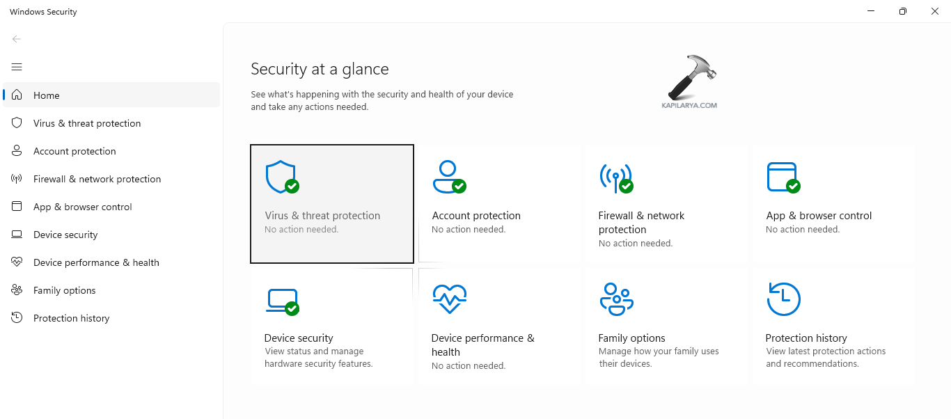 Opening Virus & Threat protection