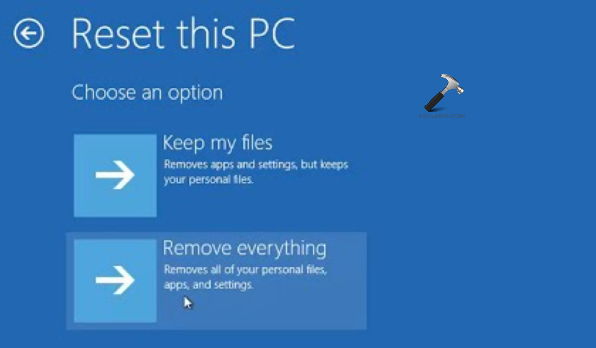 Selecting Remove Everything