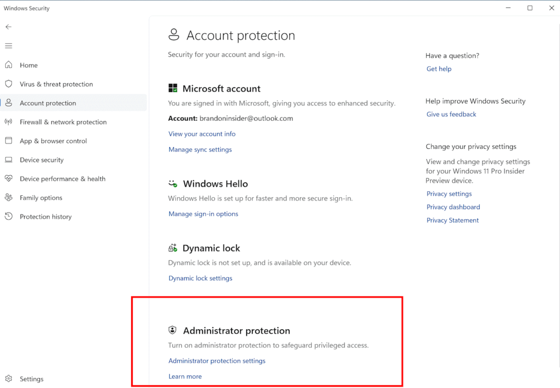 Administration protection