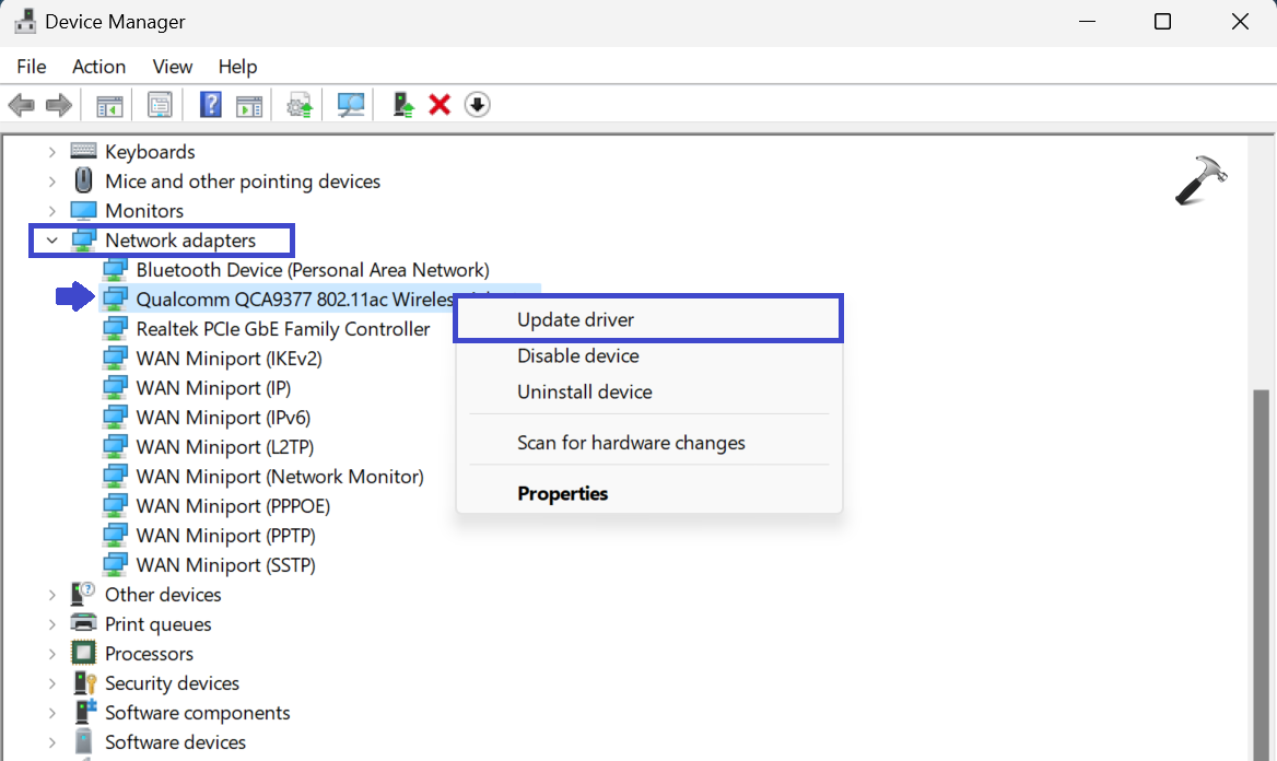DHCP is not enabled for Wi-Fi in Windows 11 - update the network driver 2