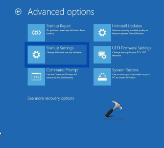 Selecting startup settings