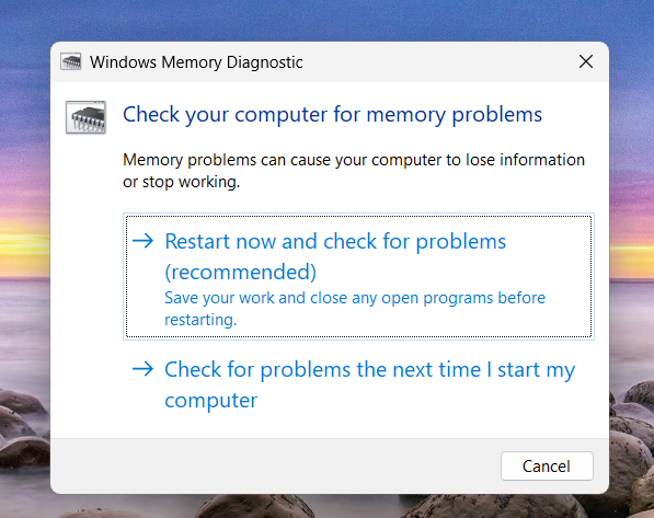 Windows Memory Diagnostic