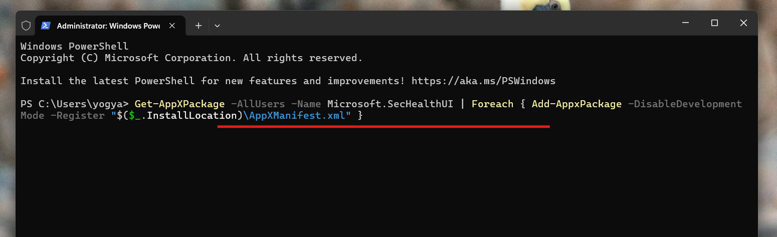 Windows Powershell: SecurityHealthSystray.exe high CPU memory disk usage Windows 11