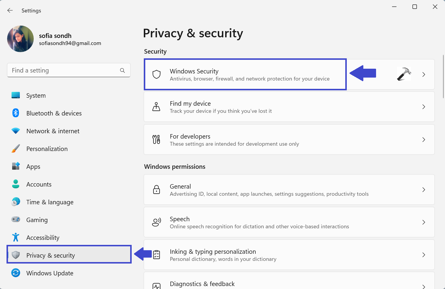 using Windows Security 2