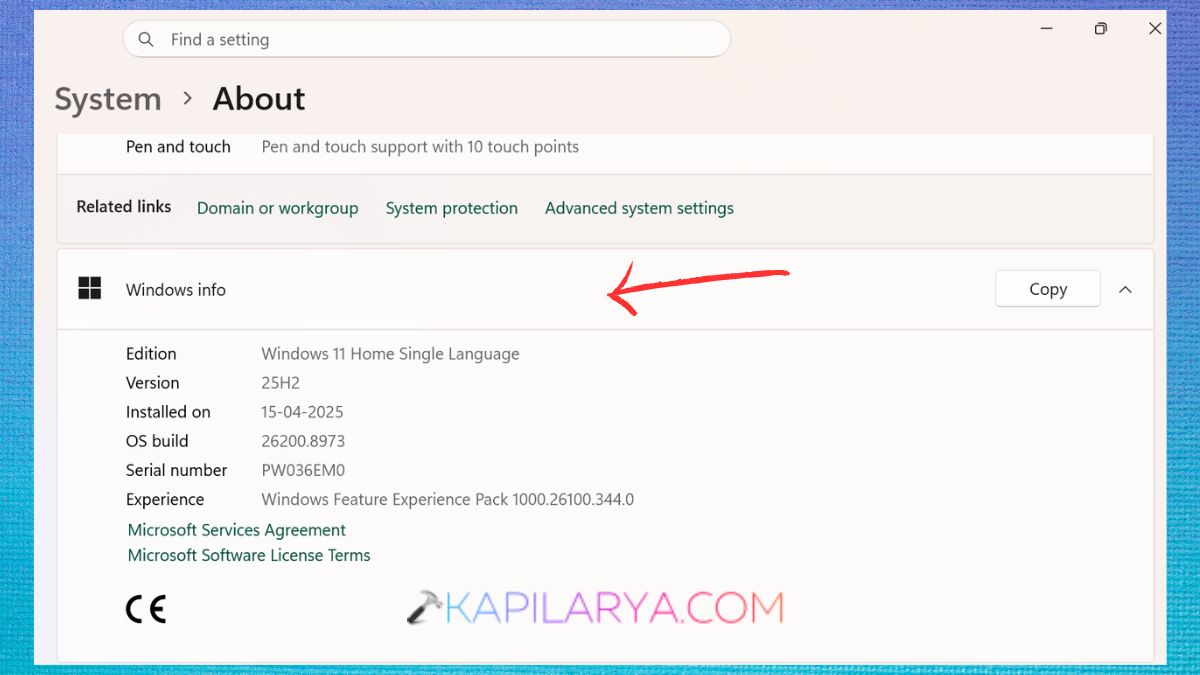 Windows info in About section FIX Windows 11 Sandbox Not Working