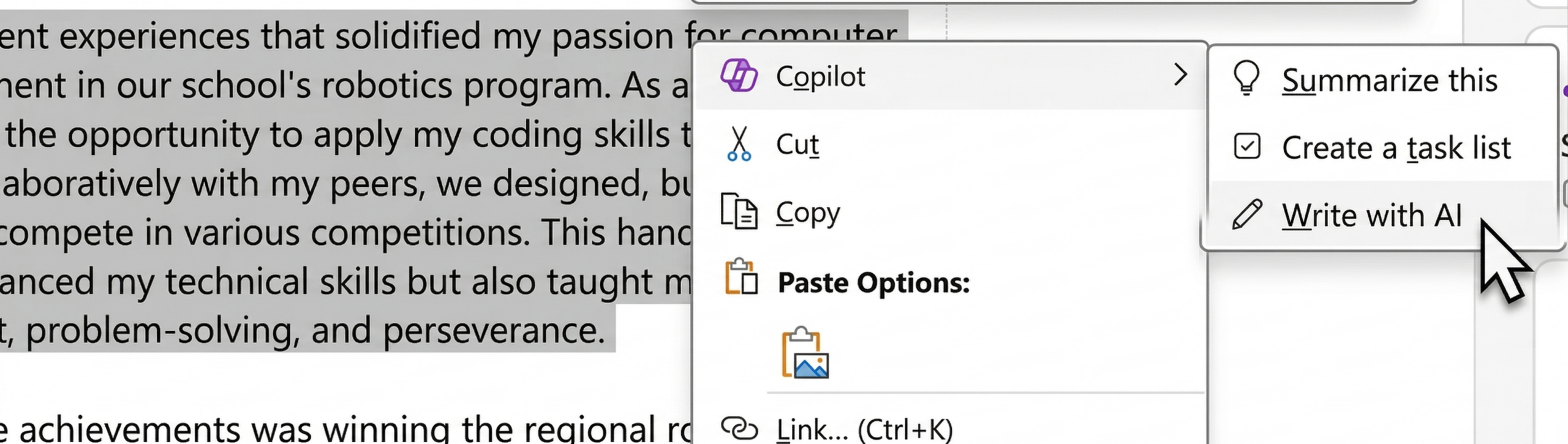 Write with AI: AI features inside Microsoft Edge