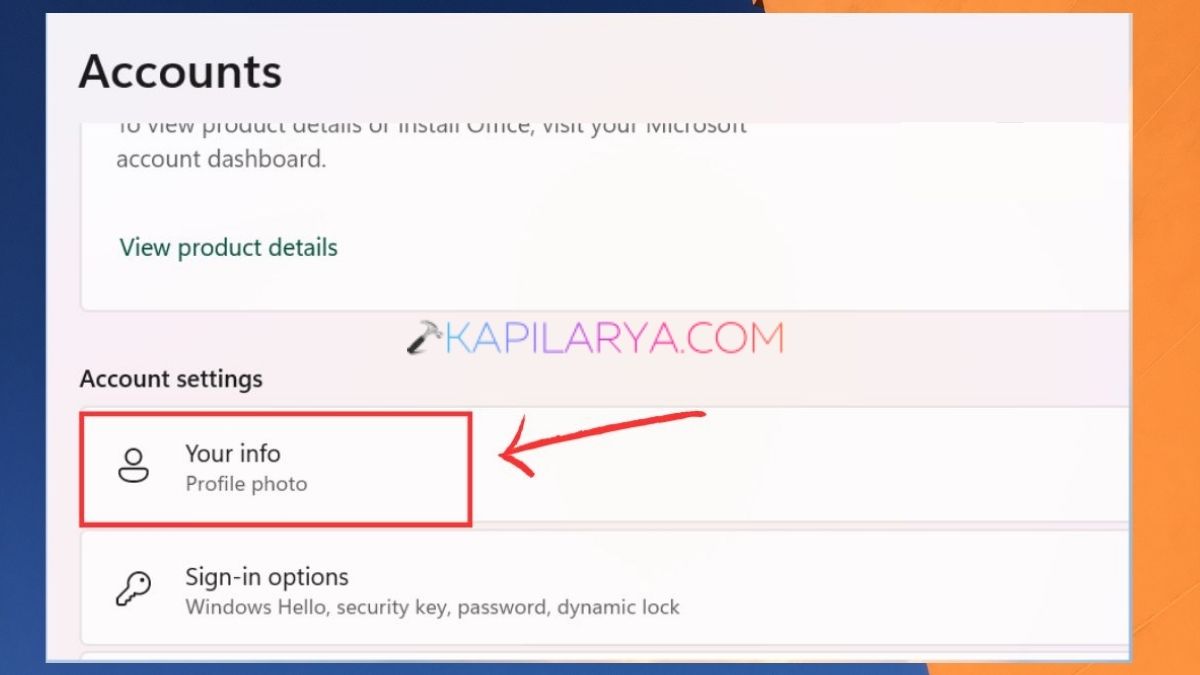 Your info in Accounts
