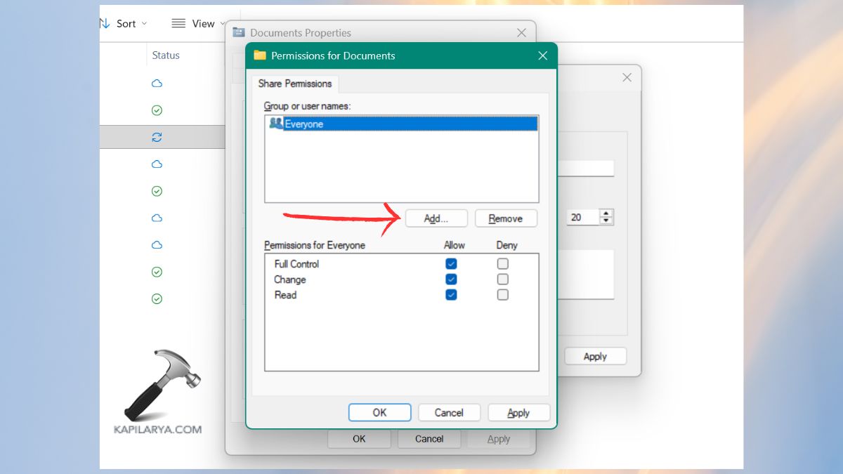 add group or user names in permissions