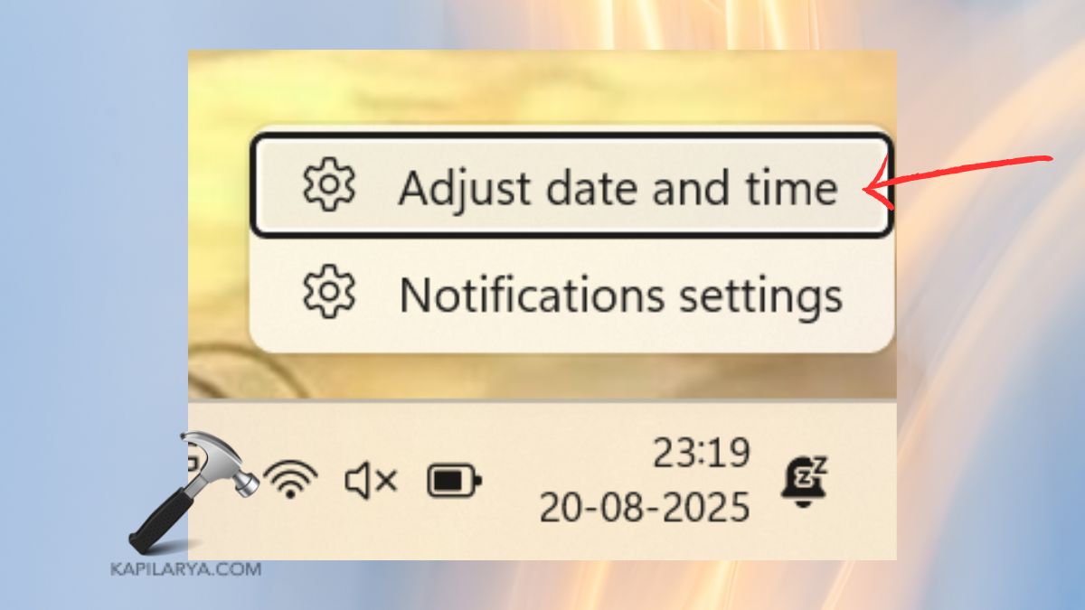 adjust date and time
