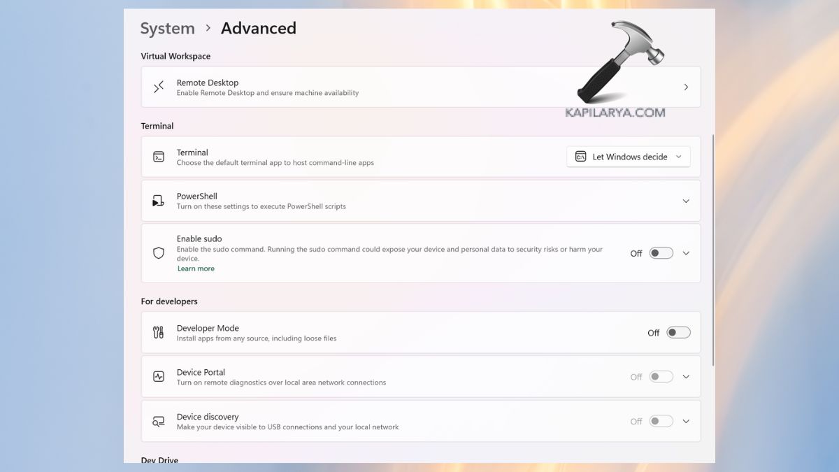 advanced in windows 11 settings