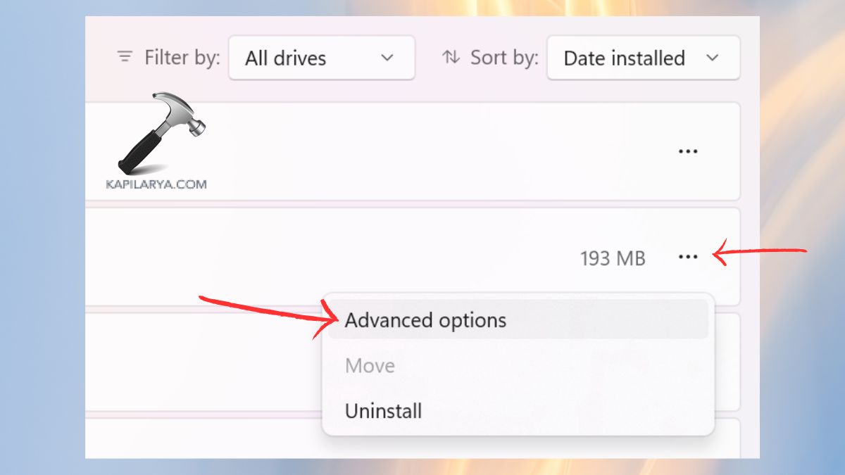 advanced options in settings