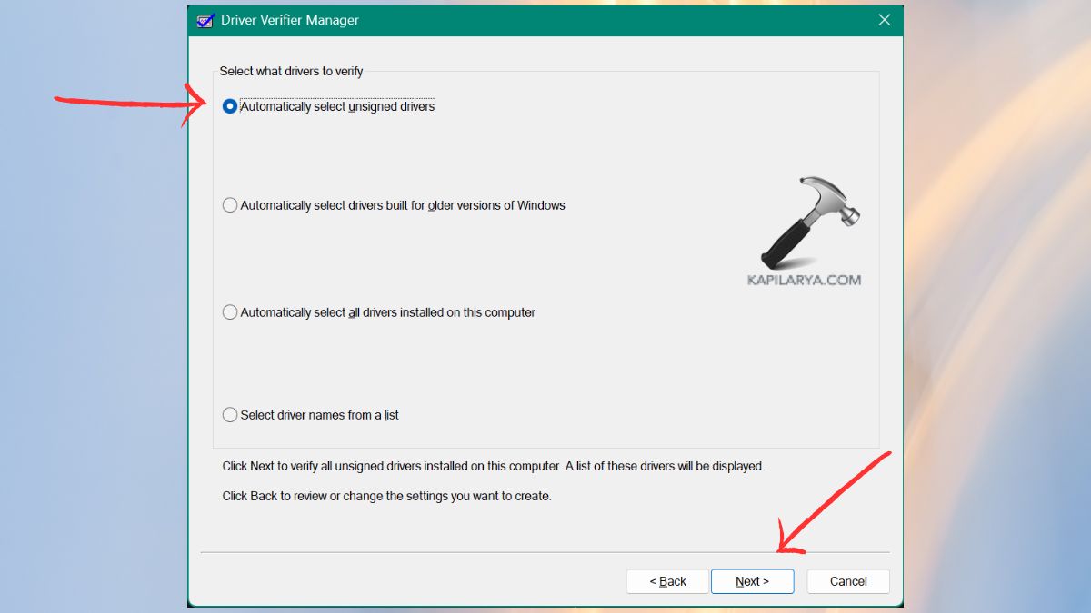 automatically select unsigned drivers