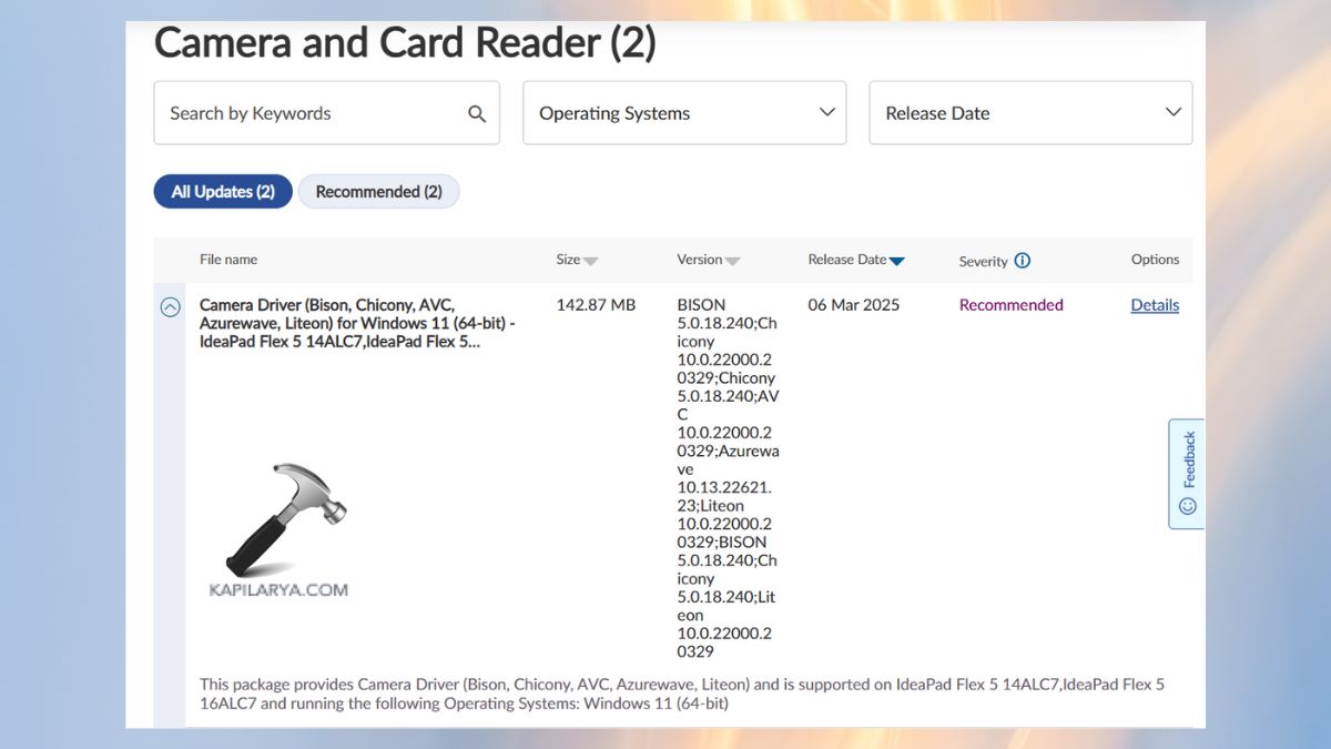 camera and card reader driver