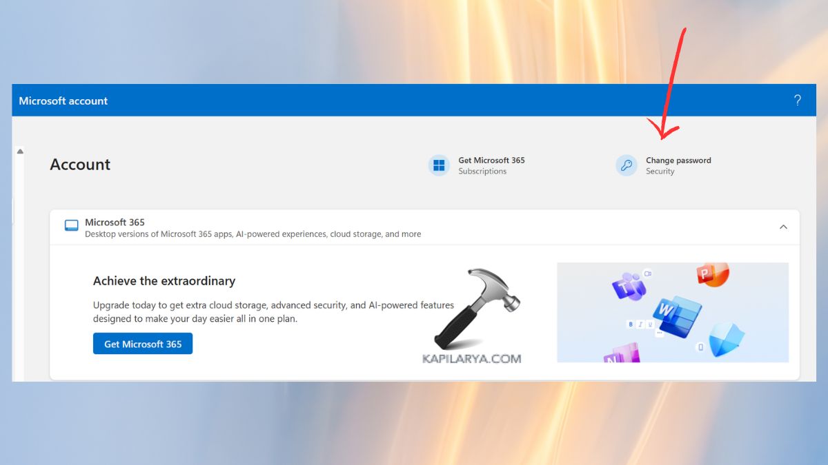 change or reset password of microsoft account